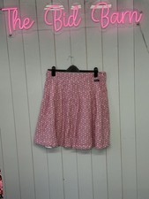 Lazy Jacks Ladies Skirt Size 12 Pink White Floral Lined Fit Flare 100% Cotton