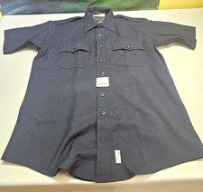 NWT Flying Cross Mens 17 XL X1 70R9576 100 Wool Police Midnight Navy Shirt