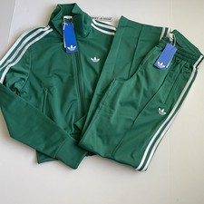 adidas Firebird Originals Classic Green Track Suit Set Top Bottom Womens Size S