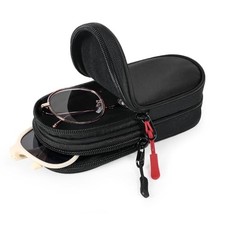 Double Eyeglass Case, Soft Dual Sunglasses Case with Clip  Zipper for Black