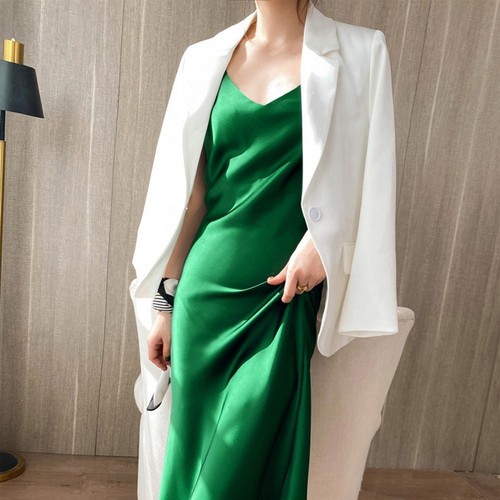 Dress Womens Sleeveless Solid Color Bodycon Elegant Evening Party Faux Satin - Zdjęcie 26 z 57