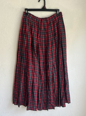 Vintage 90s Marisa Christina Pleated Plaid Maxi Skirt M Cottagecore Grunge