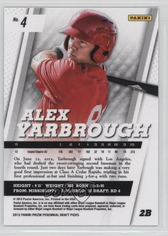 2013 Panini Prizm Perennial Draft Picks Alex Yarbrough #4 - Image 2 of 2