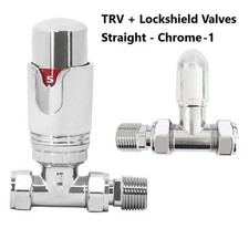 Thermostatic TRV Angled/Corner/Straight Lockshield Radiator Valves Set One Pair
