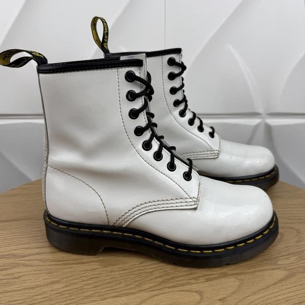 Women Dr. Martens Boots White Leather 36 #3KCQ