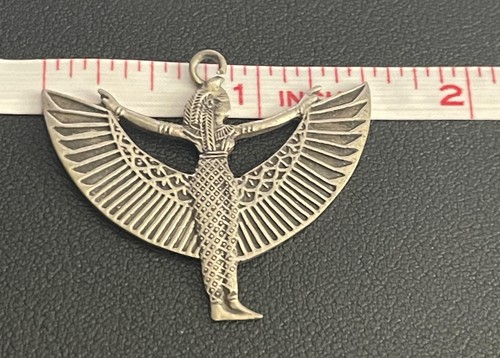 Vintage Sterling Silver Egyptian Isis Pendant 1.25" Goddess Jewelry 925 - Picture 10 of 12