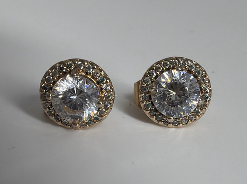 Pandora Classic Elegance Rose Gold Plated Clear CZ Halo Stud Earrings