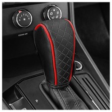 Leather Car Gear Shift Cover with Diamond Design,Stylish Gear Shift Knob Red