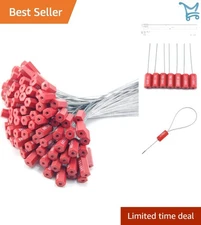 Security Cable Wire Seals Pack of 50 Heavy-Duty Tamper-Evident Red Steel