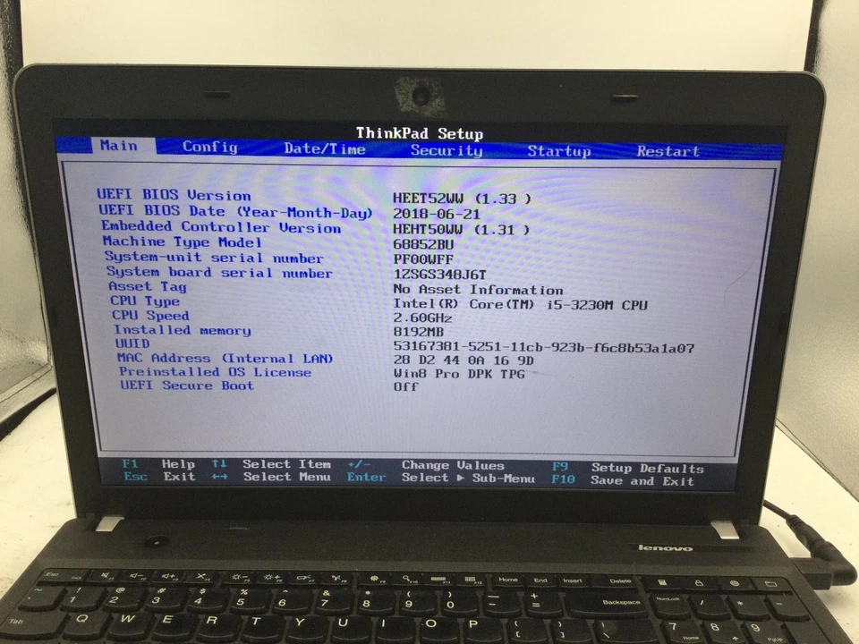 LENOVO THINKPAD EDGE E531 - BOOTS TO BIOS - INTEL I5 3230 - 8GB RAM - READ - BB! - Image 2 of 4