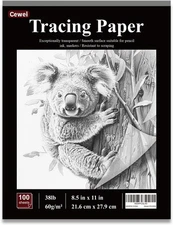 Tracing Paper for Drawing, 8.5”x11 Trace Paper, 100 Sheets (38 lb/ 60 GSM) Tra