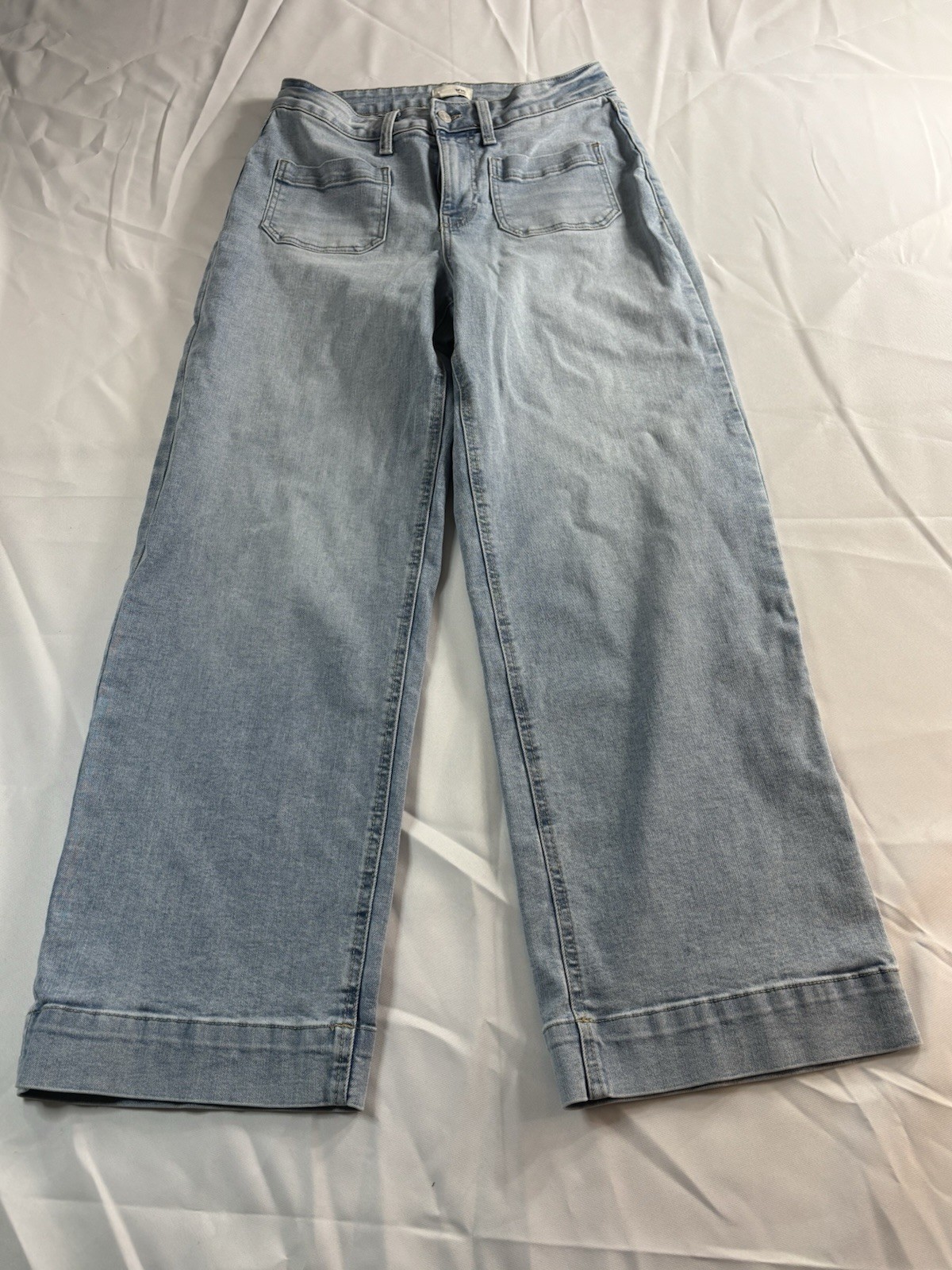 maurices Wide-Leg Jeans Light Blue Denim Button Zip Pockets Women's