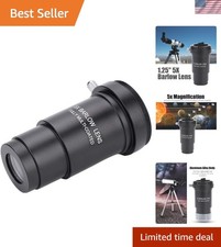 Aluminum 1.25 Inch Barlow Lens with 5X Zoom - Ideal for Telescopes Cameras