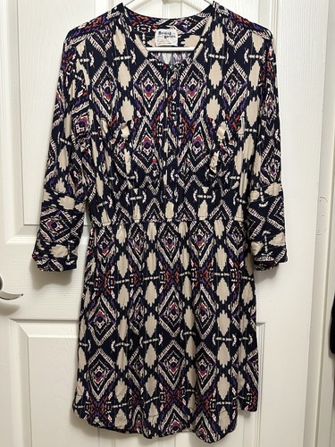 Anthropologie Holding Horses Navy Ikat Print Dress - Size 10