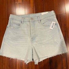 Old Navy Jean Shorts Sky-Hi A-Line High Rise Button Fly Light Wash Denim New 12
