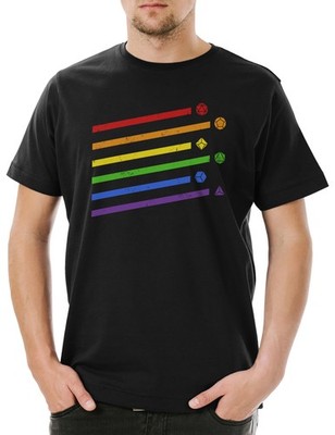 RPG Dices Rainbow Herren T-Shirt L Angebot Pen Paper Dungeons Würfel Dragons