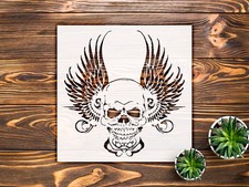 Skull with Wings Decorative Wall Art Reusable Plastic Stencil - StencilAir