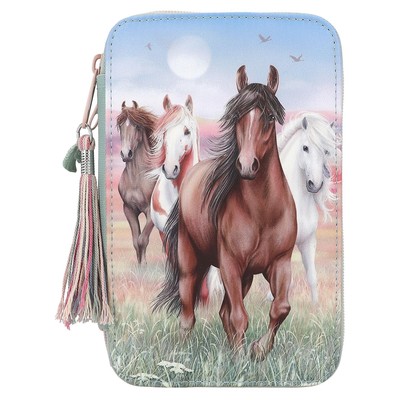 Depesche 13121 Miss Melody Hoof Clatter Pencil Case 3 Compartments in Pale Green