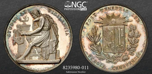 Rare 1850 Switzerland Silver Award NGC MS63 Superb Preservation PLMuseum Quality