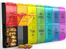 Extra Large Pill Organizer 2 Times a Day, Weekly XL AM PM Pill Case, 7 Day Pi...