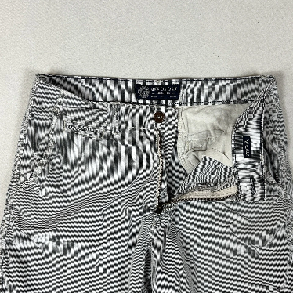 American Eagle 经典斜纹短裤男式 32 条纹休闲工装口袋 AEO — 第 2/4 张图片