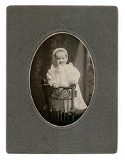 ANTIQUE Pretty YOUNG Girl Bonnet CABINET CARD Photo FLOUNCY DRESS W Chair 34