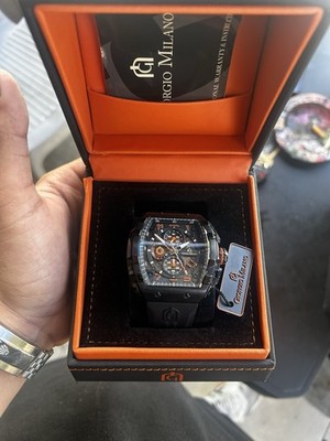 Giorgio Milano Men's Sport Chronograph Wristwatch Black Rubber Band Analog