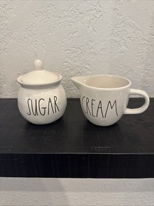 Rae Dunn Artisan Collection - White Cream and Sugar Set Of 2, Classic
