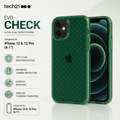 Tech21 (iPhone 12/12 PRO 6,1'') Hülle Evo Check Stoßfest 12ft Fallgetestet Cover