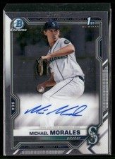 Michael Morales 2021 Bowman Draft #CDA-MMO Chrome Auto Seattle Mariners