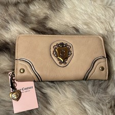 NWT Juicy Couture Juicy Romance Gusset Single Large Zip Wallet - Pecan
