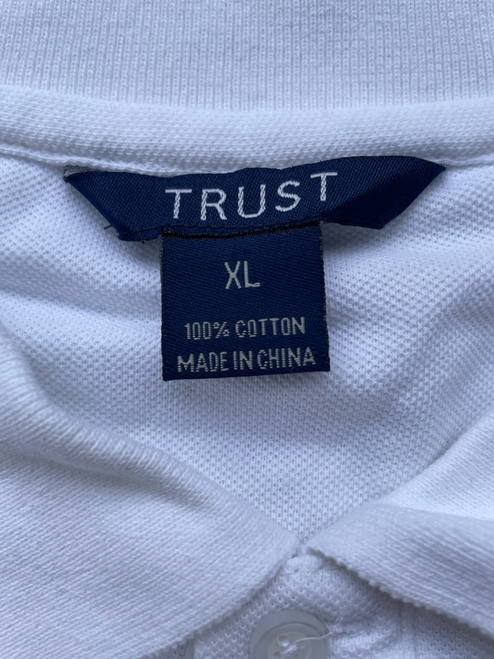 Polo Trust Hombre Blanco Talla XL NUEVO CON ETIQUETAS 100% Algodón Foto 2 de 4