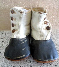 Victorian High Top Four Button Two Tone Antique Leather Baby Shoes