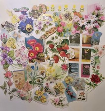 Vintage Paper 40 Floral Ephemera Journal Scrapbook Some Fussy Cut 70s  80s
