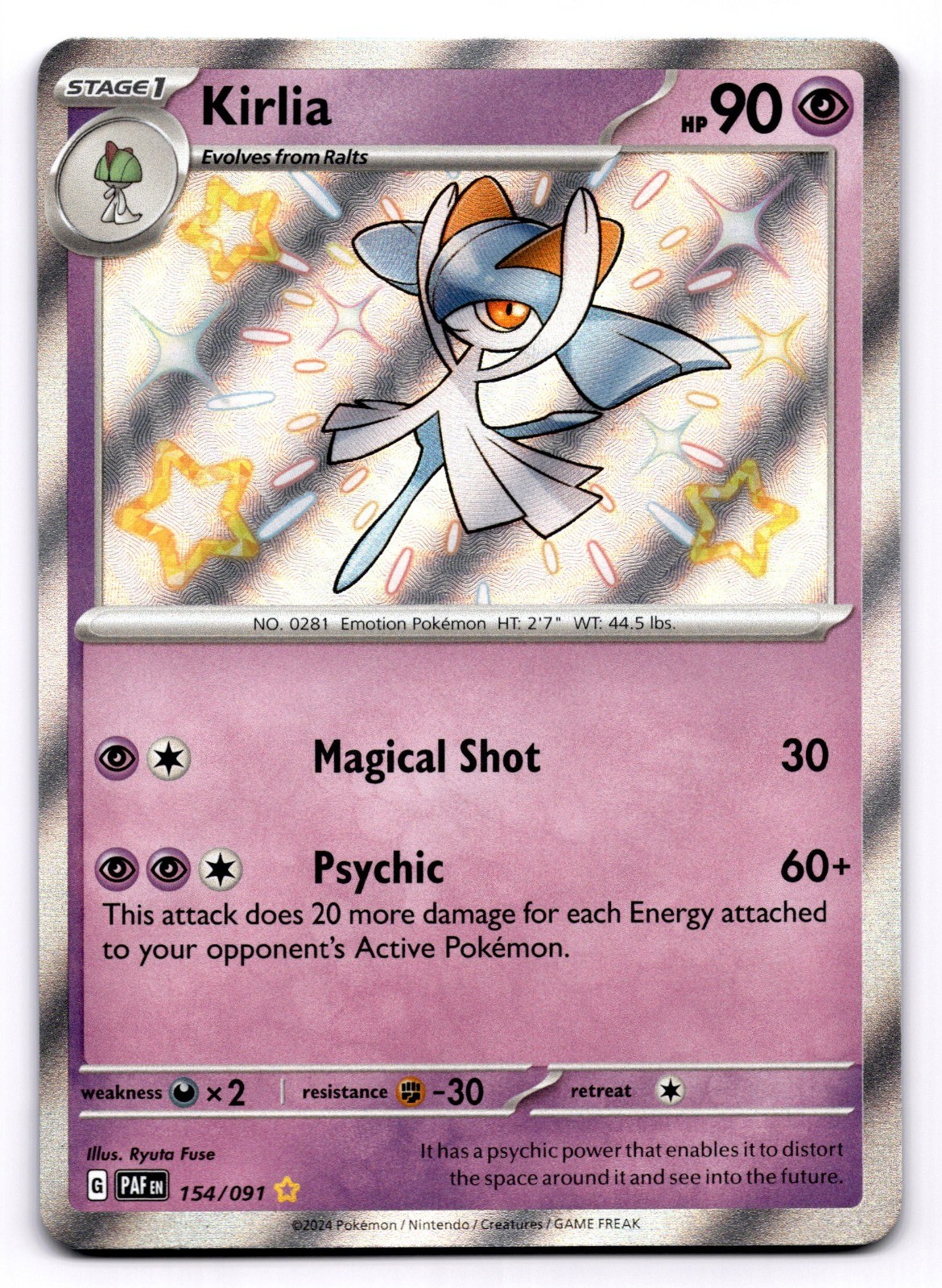 Kirlia 154/091 Shiny Rare Pokemon TCG SV: Paldean Fates NM