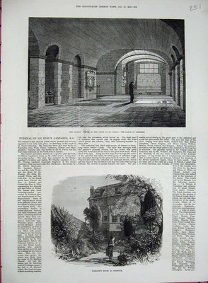 Alter antiker Druck 1878 Hogarth House Chiswick St Paul'S Cathedral Krypta 19.