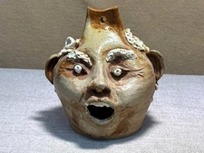 Southern Folk Art Ceramic Hangable Ugly Face with Sculptural creative detail