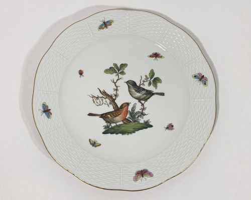 4x Herend Rothschild Bird Round Dinner Plates 25,5 cm 1x Crack - Picture 3 of 11