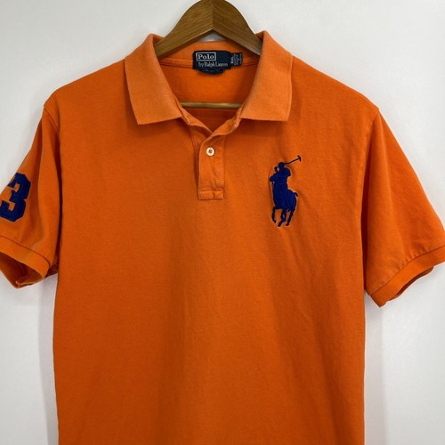 Polo Ralph Lauren Polo Shirt Boys 2XL Orange Blue Big Pony Logo #3 Short Sleeve - Picture 2 of 10