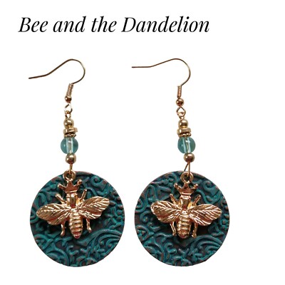 Bienenkönigin Honig Hummel Ohrringe, goldfarben böhmischer Retro Stil