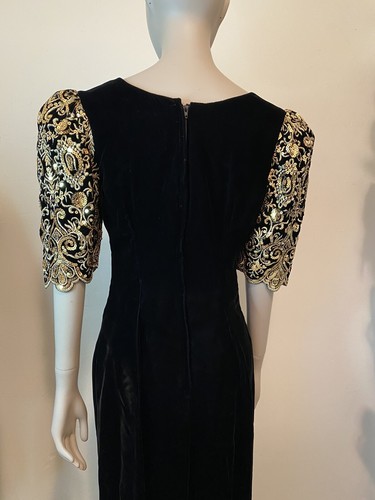 Vintage ALYCE DESIGNS schwarz Samt gold Pailletten Ballkleid Kleid Gr. 4 - Bild 7 von 10