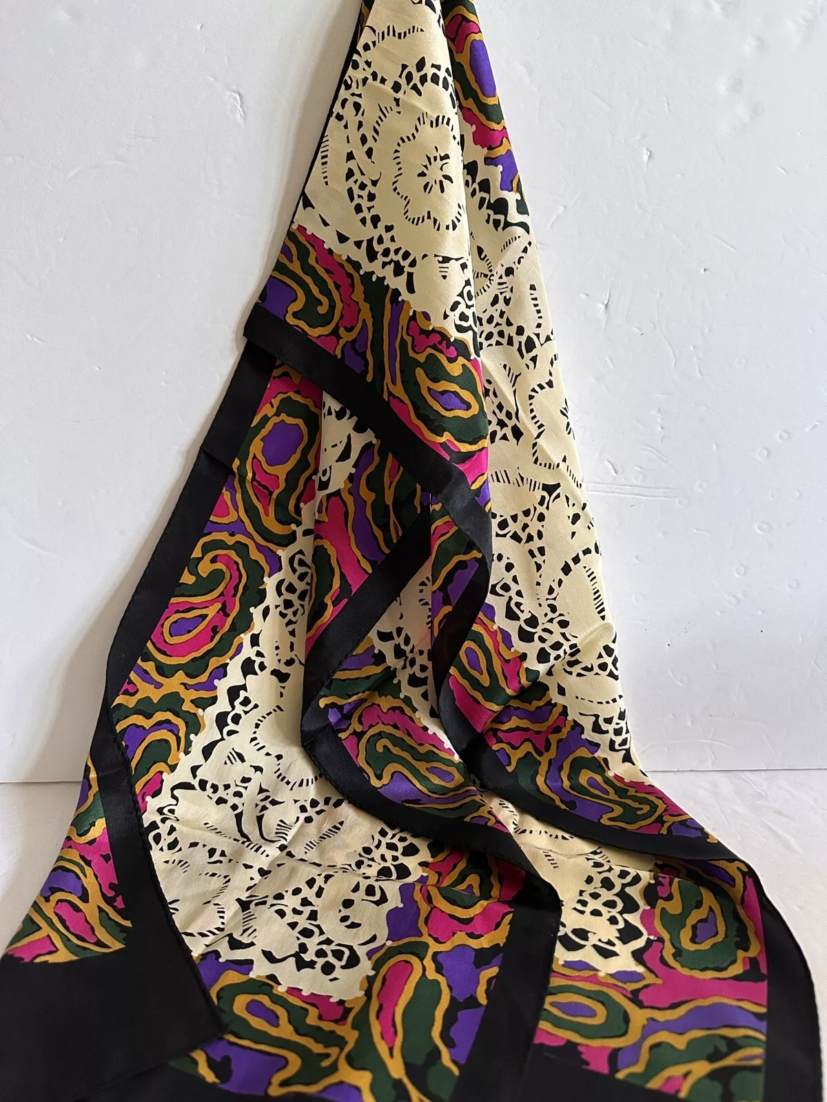 Christian Dior soie motif floral écharpe colorée châle enveloppante 58