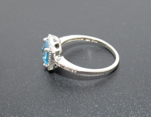 ATEMBERAUBENDER 14K WG DAMEN BLAUTOPAS & DIAMANT RING GR. 7,25 2,87 GRAMM (G128447) - Bild 4 von 13
