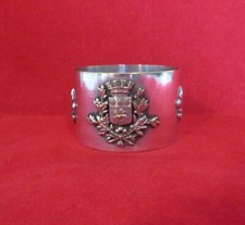 Antique / Vintage French Silver Plated Napkin Ring Rouen Coat Of Arms