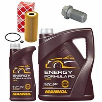 MotoröL Filter Set Mannol 5W-40 Api Sn 6 Liter + Schraube FüR Mercedes A-Klasse