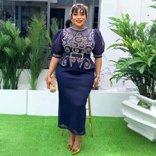Women Abaya African Dashiki Long Dress Kaftan Bodycon Evening Ball Gown Oversize