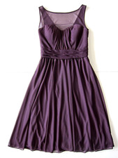 David's Bridal Eggplant Purple Sleeveless Ruched Empire Bridal Party Dress 0