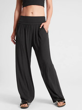 ATHLETA STUDIO WOMEN'S BLACK SOFT LOUNGE ELASTIC WAIST WIDE LEG PANT Sz S