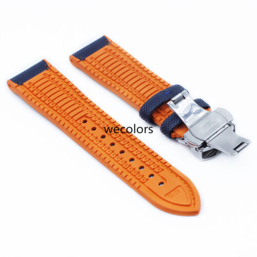 Silikon Kautschuk Nylon Armband Uhrenarmband Strap Faltschließe Schließe 20-24 mm - Bild 3 von 12