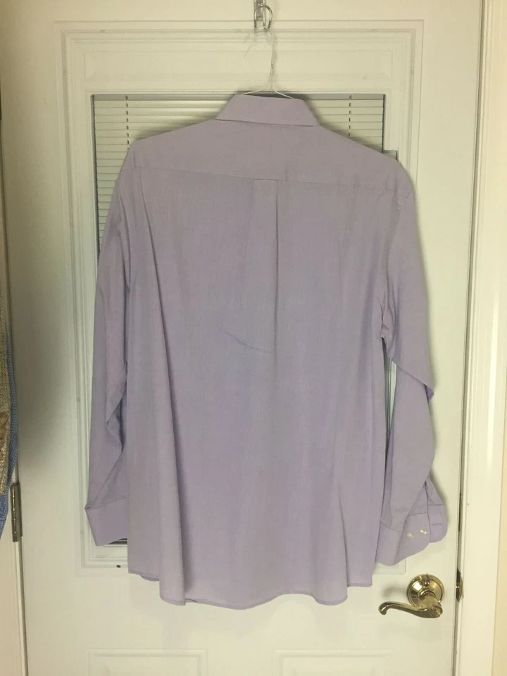 Мужская фиолетовая рубашка с воротником на пуговицах с длинным рукавом размер 16-16,5 34/35  - Изображение 2 из 4